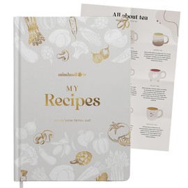 Mindmellow Blank Recipe Book to write in your own recipes Salt- blank Hardcover DIY Cookbook for 100 recipes - Collect and Personalize Your Favorite Recipes