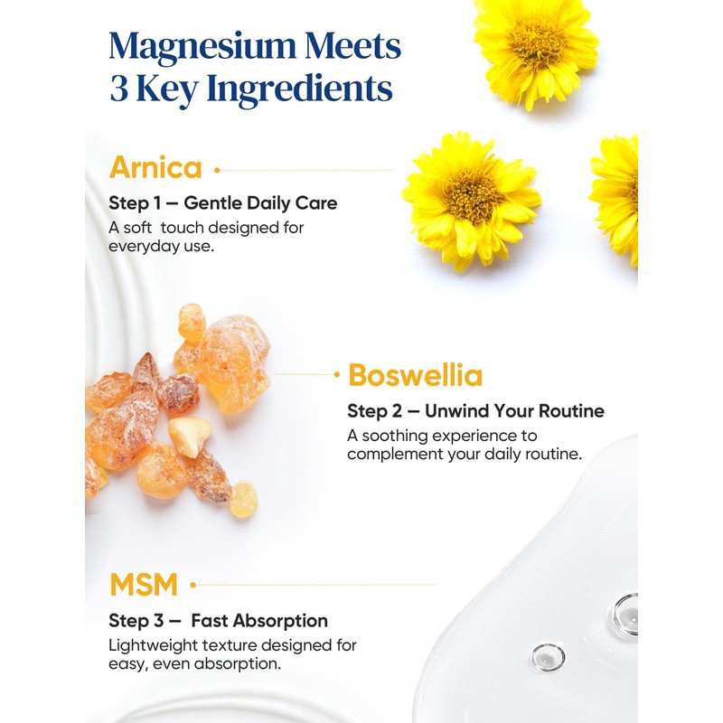 Magnesium Lotion with Arnica, MSM & Boswellia – Cooling Magnesium