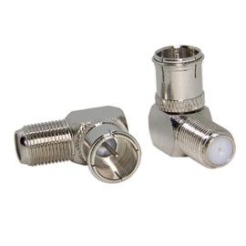 Coax Quick Connect, 2 Pack Right Angle F Male to Female Push On Adapter Connector, for Wall Mounted TV, Modem, Wall Plate, RV Satellite Receiver