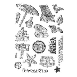 Summer Beach Vocation Clear Stamps for Card Making Decoration, Ocean Sea Sun Sand Words Castle Transparent Rubber Seal Stamps for Photo Card Album DIY Scrapbooking Crafting Supplies