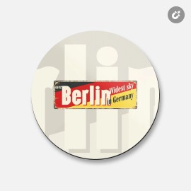 Unbranded Berlin Grunge Retro Travel Tin Sign | 4'' X 4'' Round Decorative Magnet