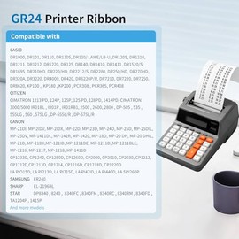 GR24 Universal Twin Spool Calculator Ribbon Compatible with Porelon 11216, Sharp EL-1197PIII, EL-2196BL, Canon MP11DX, Nukote BR80c, Casio DR-210R, FR