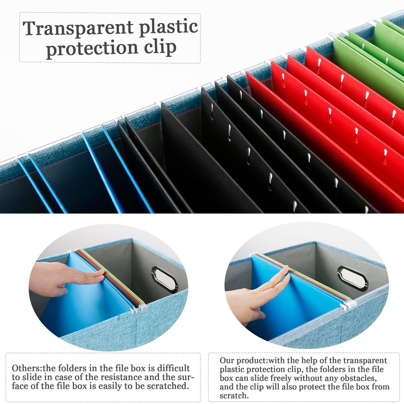Oterri File Organizer Box with Lid, Portable Hanging File Box