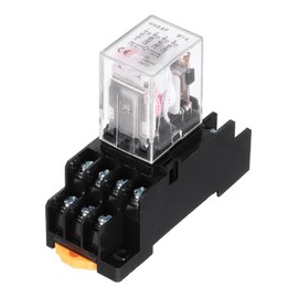 sourcing map 1Pcs AC 110V Electromagnetic Power Relay, 14-Pin 3A Power Coil Relay with LED Indicator and Socket Base DPDT 4NO 4NC - MY4NJ for Industrial, Home Appliances and DIN Rail System