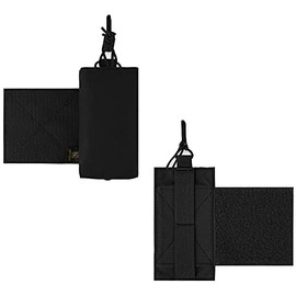 KRYDEX Mag Holder Radio Pouch with Hook and Loop Cummerbund Side Magazine Holster for Tactical Chest Rig Vest 1 Pack (Black)