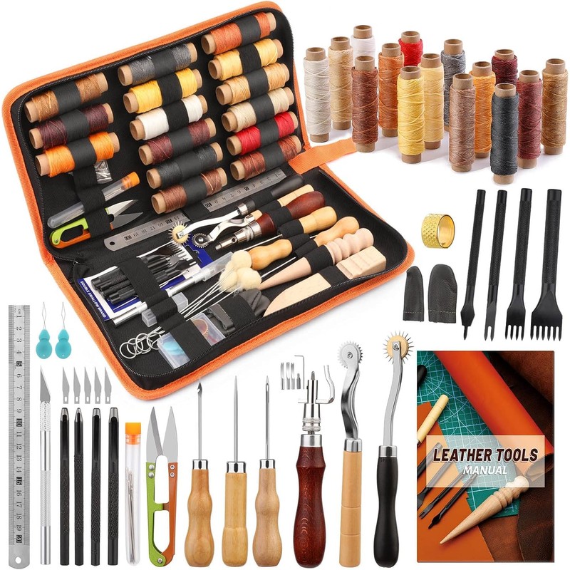 BUTUZE Leather Working Tools, Practical Leather Craft Kit with Waxed