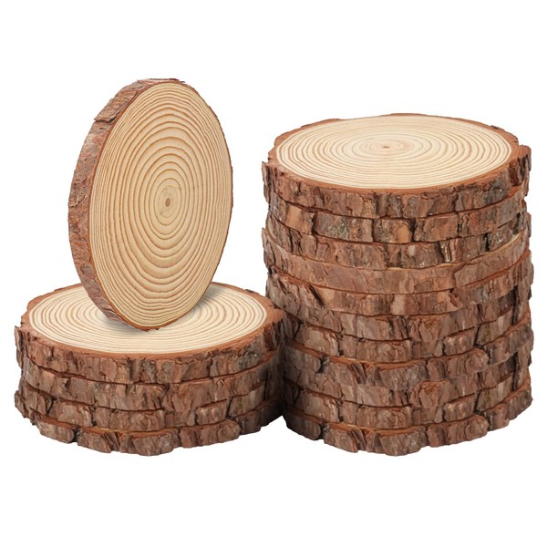 kukmakri 16 PCS Unfinished Wood Slices for Centerpieces, 6.3-7 Inch