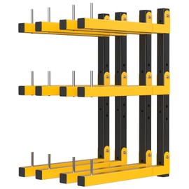 Lumber Rack Wall Mount Storage Racks Folding Wood Organizer Heavy Duty Shelf Brackets With 6-Level 720 Lbs Capacity Yellow Metal Utility Racks Garage Wall Shelving for Indoor and Outdoor Use (4 Pack)
