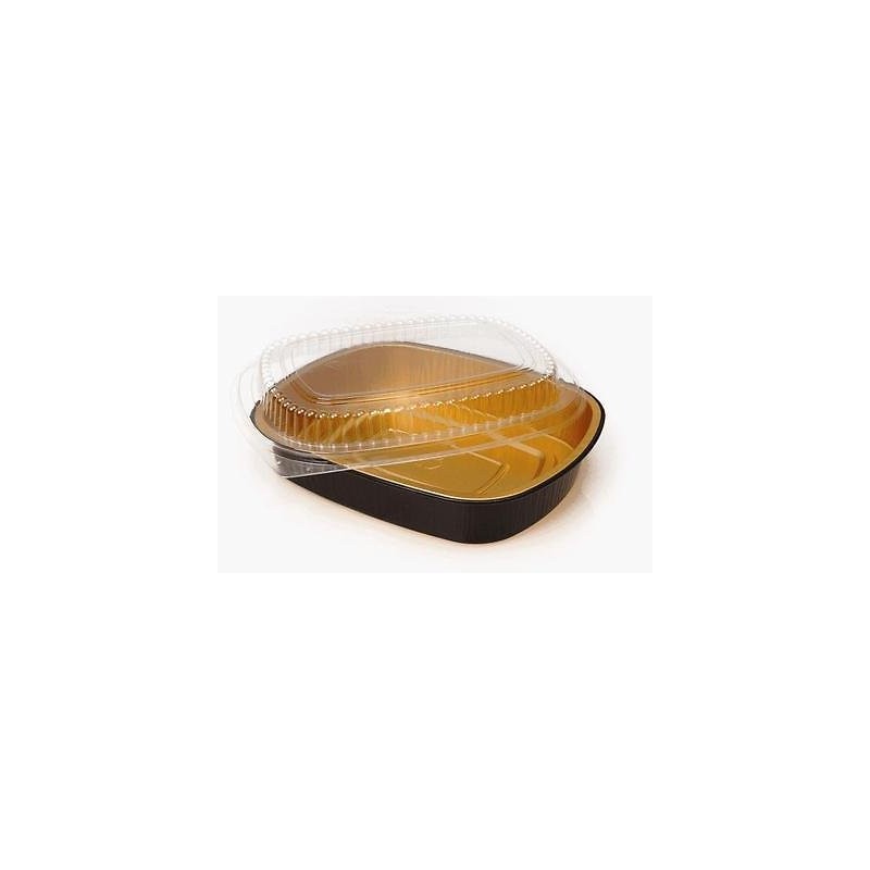 Handi-Foil 3 lb. Oblong Black & Gold Pan Take-Out Pan