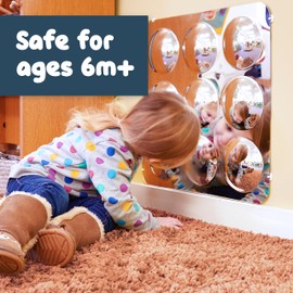 SPARK & WOW Sensory Wall Toddler Mirror | Large | 9 Bubbles | for Ages 6m+ | Easy-to-Clean Acrylic | Stimulate Cognitive Development