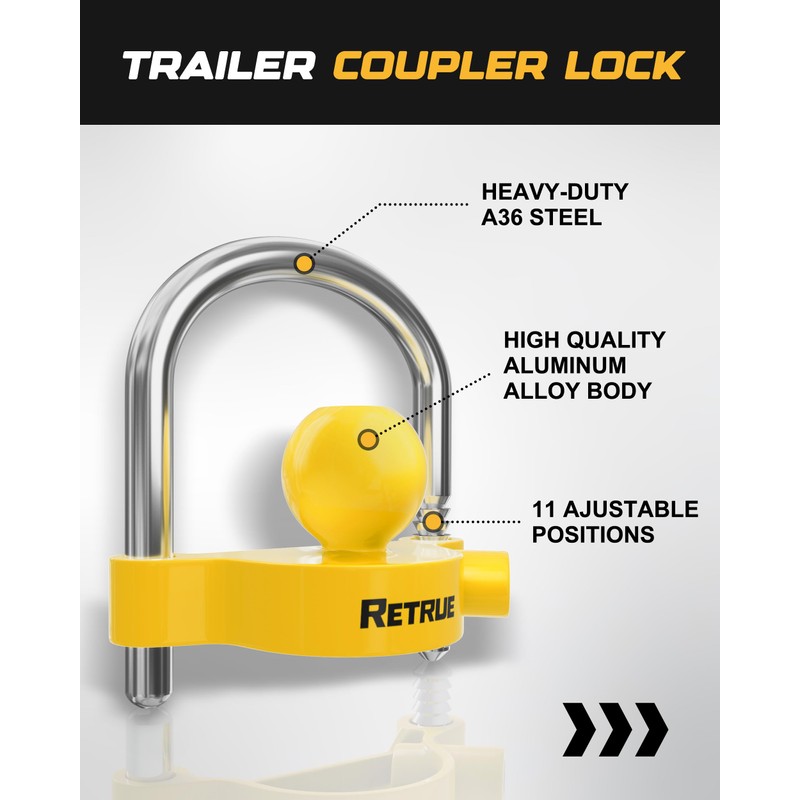 RETRUE Universal Coupler Lock Trailer Locks Ball Hitch Trailer Hitch