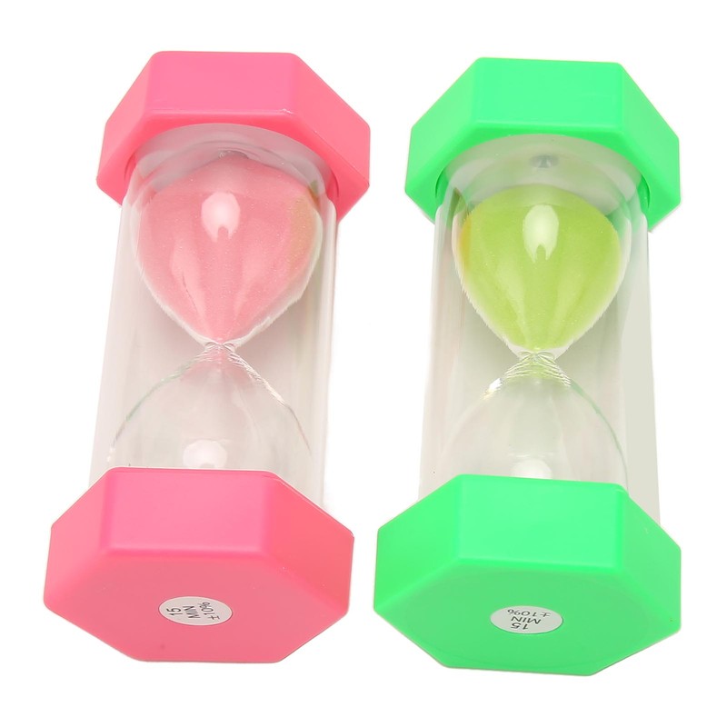 2pcs Hexagonal Hourglass 15 Minutes Learning Sand Timer Portable Plastic