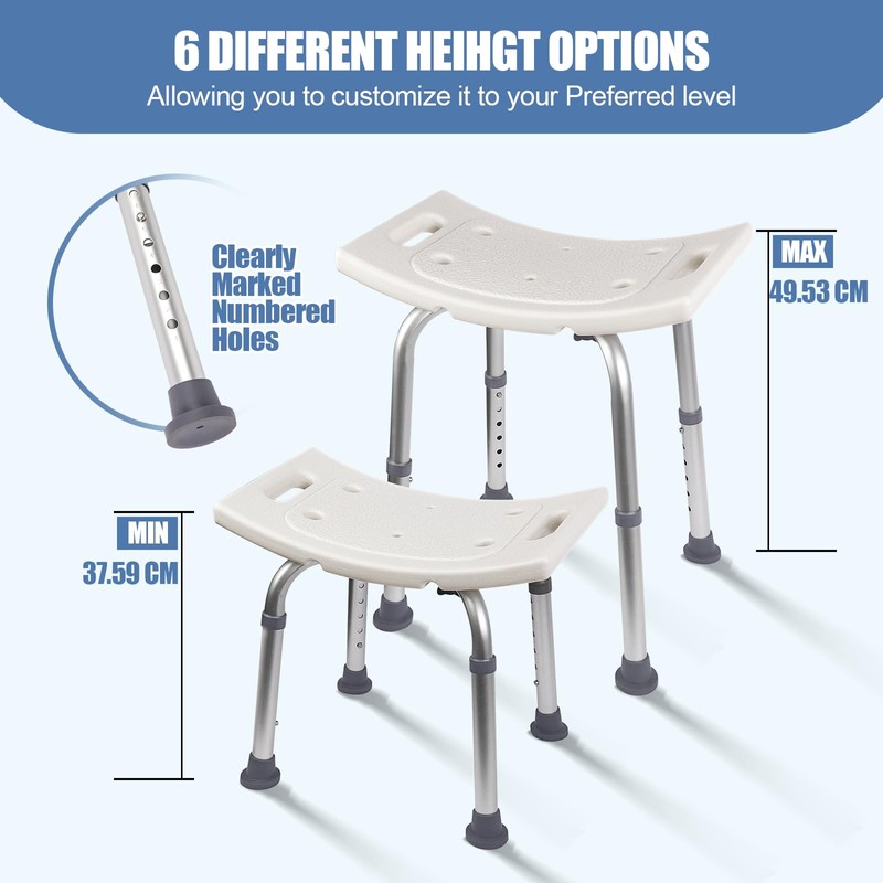 Ez2care Shower Chair, Adjustable Non-Slip Shower Bench with Suction Feet,