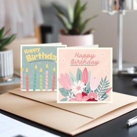 Hippowarehouse Happy Birthday Card Pack 10 Cards square 150mm with envelope for him for her Funny for Men and Women Blank inside unisex Different designs
