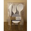 Hannah K. Signature Collection Plastic Combo | Pack of 24 Cutlery White / Gold