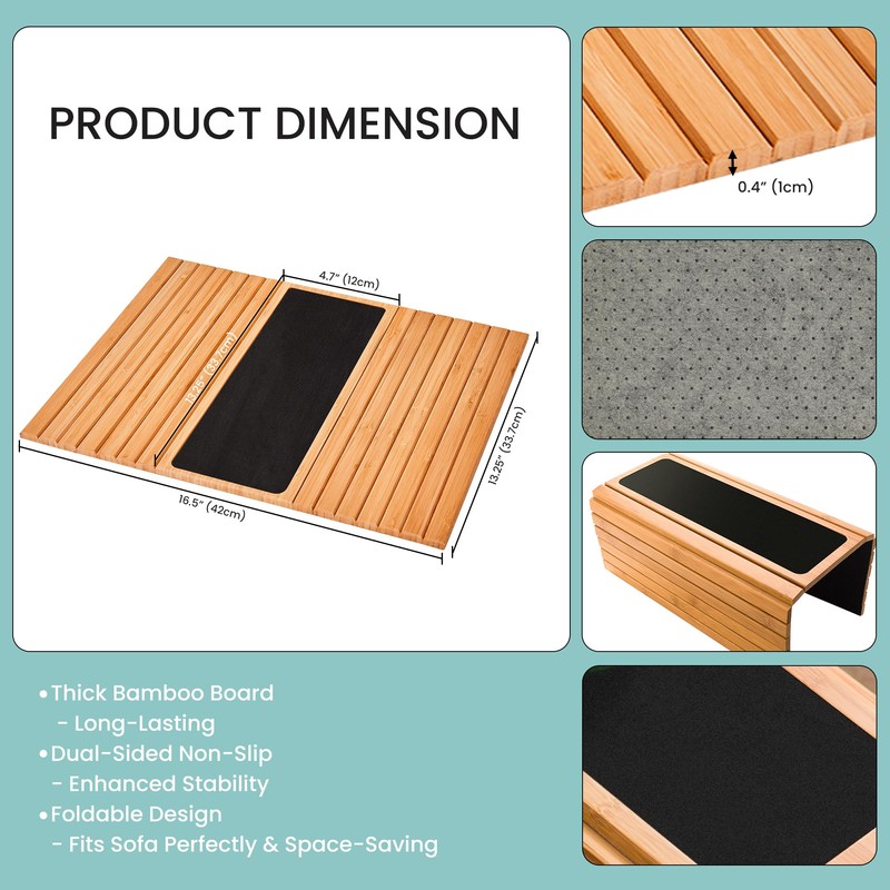 GEHE Couch Arm Tray Table, Flexible/Foldable Sofa Armrest Tray, Couch