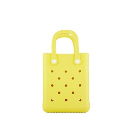 GBB Rubber Beach Bag X-Small Beach Tote Bag Waterproof Mini Tote Bag for the Beach Boat Pool Sports Travel Bag Open Handbag, Yellow, Small