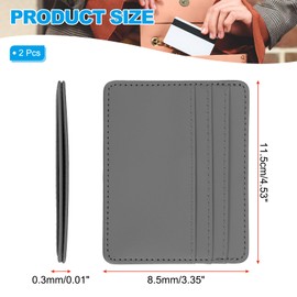 PATIKIL Minimalist Slim Wallet, 2 Pcs Leather Front Pocket Credit Card Holder with ID Window for Business Men & Women, Gray