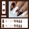 Fall Press on Nails Medium Almond Brown Fake Nails with
