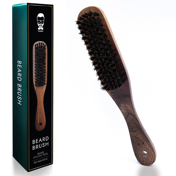 Beard Brush with Boar Bristles - Sakkal | High-Quality Wooden