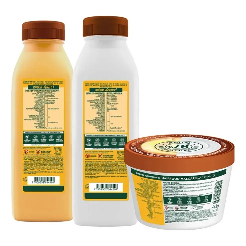 Kit x3 Fructis Hair Food Coco 950 ML Garnier