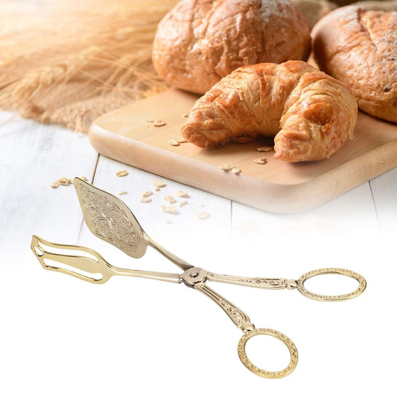 Square Head Retro Zinc Alloy Bread Tongs Buffet Tongs Baking