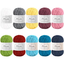 Maxee Crochet Yarn 500 g (50 g x 10 Colours), Acrylic Wool for Knitting, Yarn for Crochet and Knitting, hand-knitting yarn Set, Cotton Yarn for Crochet, Wool for Knitting and Crafts