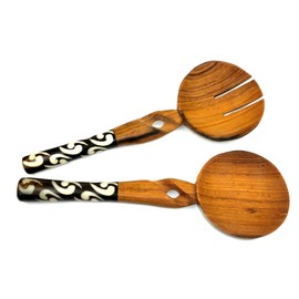 11-Inch Olive Wood Salad Serving Set with Twisted Handles