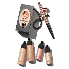 Luminess Air Icon Makeup Airbrush System and 4-Piece Foundation Starter Kit, Warm Coverage - Quick, Easy & Long Lasting Application - Includes Silk 4-In-1 Foundation, Highlighter & Blush