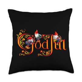 Scandinavian God Jul Norwegian Christmas Throw Pillow