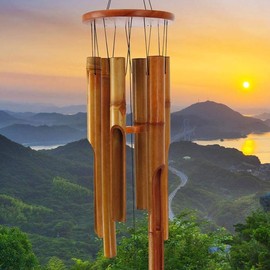 Bamboo Wind Chimes Outdoor,Wooden Wind Chimes with Melody Deep Tone,30" Classic Zen Garden Windchime for Relaxation, Grace.Home Décor for Patio, Garden or Indoor - Color: 38" BM2