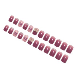 Baluue 24pcs Bow Wear Armor Fake Nails False Nails Manicure False Nail Press on Nails Medium Nails Press on Nails for Women Detachable Nails Plastic False Nail Tips Jelly Glue