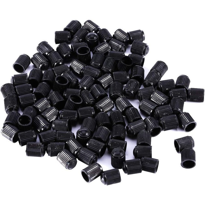 Tapones de válvula de neumático, 100 Piezas de plástico Negro