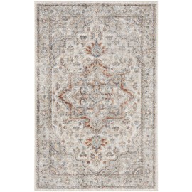 Nourison Home Astra Machine Washable Traditional Grey/Multi 3'3" x 5' Area Rug, Easy Cleaning, Non Shedding, Bed Room, Living Room, Dining Room, Kitchen (3x5)