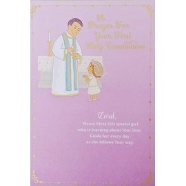 Greeting Card A Prayer For Your First Holy Communion for Her Young Girl (Pink) - Celebrating this special time and asking God to keep you in His care