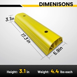 HOXWELL Garage Tire Stops for Garage Floor High-Visibility, 2 Pack 3.1" Higher Block Bumpers for Parking Car SUV Truck, Heavy Duty Car Wheel Stopper for Driveway Outdoor, Easy Installation