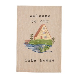 Mud Pie Welcome Embroidery Lake Towel; 21" x 14"