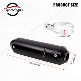 Sporacingrts Black Exhaust Muffler 26mm 1.02 inch muffler,dirt bike muffler Compatible with QUAD ATV 4 Wheeler Dune Buggy Chinese Dirt Pit Bike 125cc 110 50cc