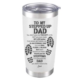 supplymartonline Engraved Fathers Day Gift for Step Dad 20oz Tumbler Stepped Up Father Travel Mug