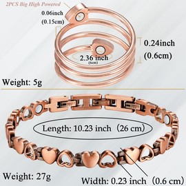 Vicmag Copper Anklet for Women Magnetic Ankle Bracelet with Ultra Strength Magnets 99.9% Solid Copper Valentine's Day Gift for Her (Adjustable)