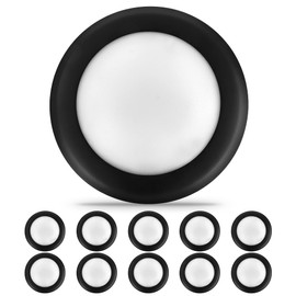 ECOELER 10 Pack 6 Inch LED Flush Mount Ceiling Light, Dimmable LED Disk Light, 16.5W, 1000 Lm, 3000K Warm White, Black Trim, Suitable for J-Box or Recessed Can, Energy Star, ETL, FCC