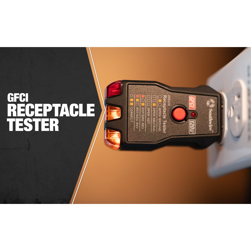 Southwire GFCI Receptacle Tester - Push-Button Outlet Tester for Fast