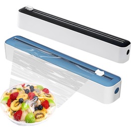 UptVin 2Pcs Cling Film Dispenser and Cutter, 2-in-1 Magnetic Clingfilm Dispenser with Cutter UK Plastic Wrap Cutter Foil Dispenser for Kitchen (Blue & Black)