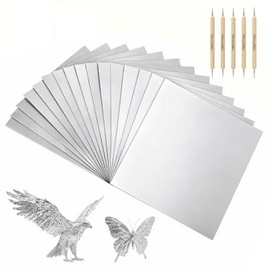 PanLuoNais 100 Pcs Thick Craft & Embossing Foil Sheets ,Durable Tin & Aluminum Foil for DIY Art, Home Repairs and Crafting-Silver