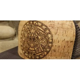 HATSOFCORK  Aztec Calendar laser etched in cork hat, Mayan, Mexico, Trucker cap