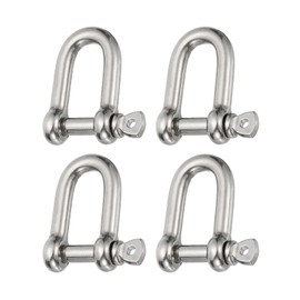 PATIKIL Screw Pin Shackle 6mm 1/4" 220lb, 4Pcs 316 Stainless Steel Forged D Shackle Marine Grade for Chains Wire Rope Outdoor, Silver