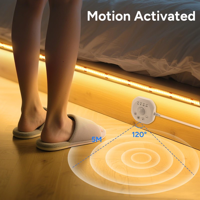 Motion Sensor COB LED Strip 5m, DC24V Dotless LED Tape