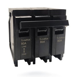 Q380 80-Amp Three Pole Type QP Circuit Breaker Plug-in Mount Standard MCB Thermal Magnetic Protection, 10KA 120/240V, Compatible with Siemens PL and ES Series Load Centers(3P 80A)