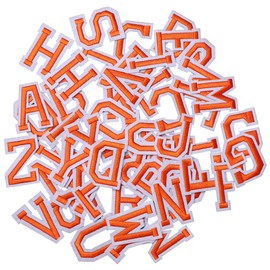 J.CARP 104Pcs Orange Alphabet A to Z Patches, Iron on Sew on Letters for Clothing, Hats, Shoes, Backpacks, Handbags, Jeans, Jackets etc.