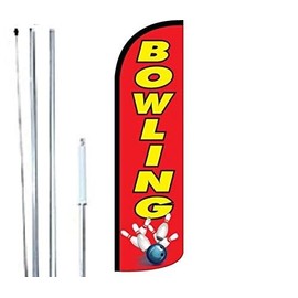 R and R Industries BOWLING King Flag Sign With Complete Hybrid Pole set